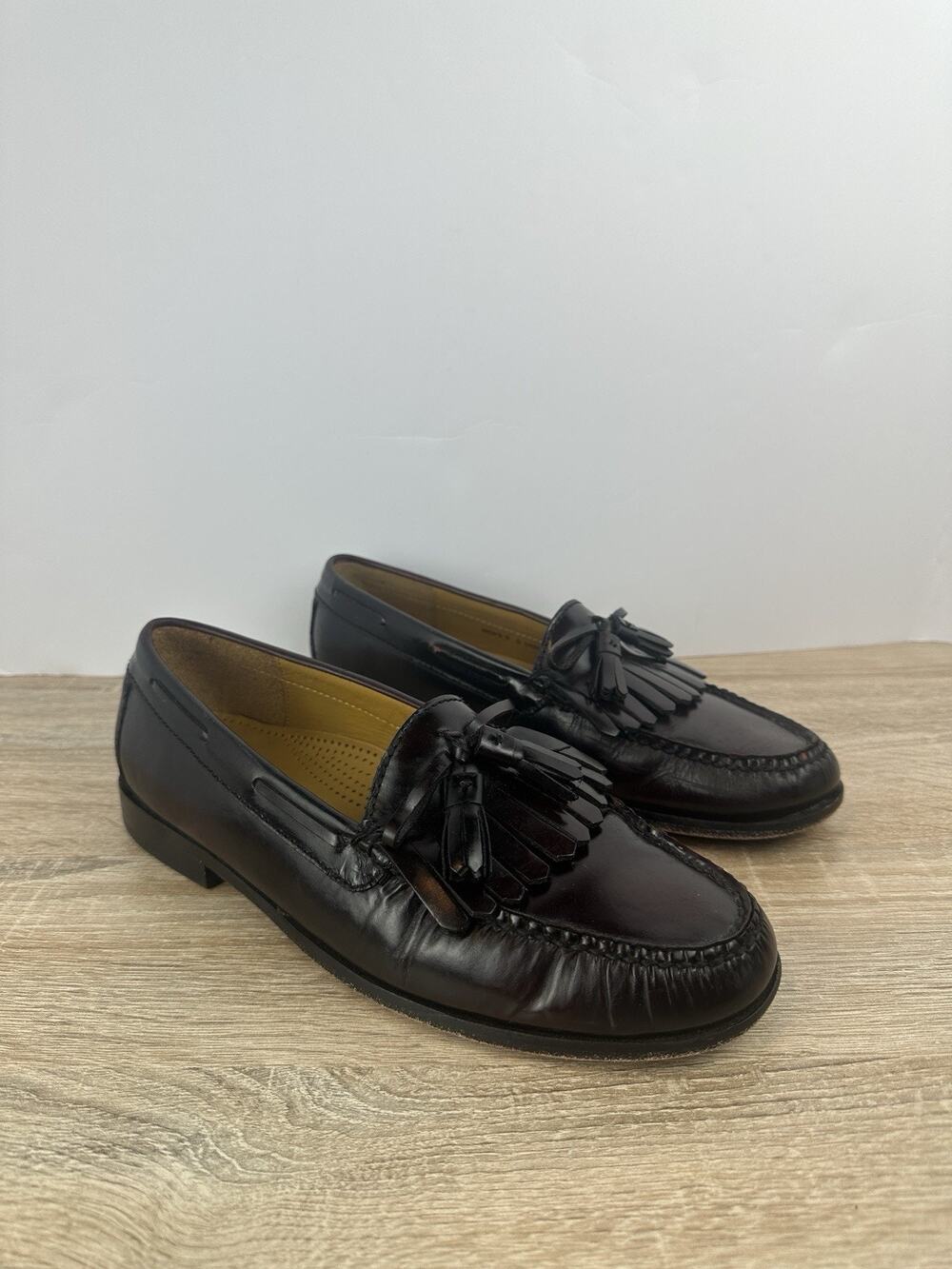 Cole Haan Men’s 9 D Brown Leather Kiltie Tassel Loafers Moc Toe Slip On